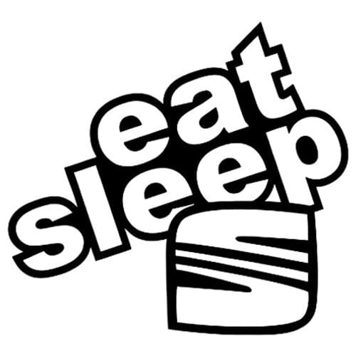 Dawasaru Funny Car Stickers Eat Sleep Seat Sunscreen Decals Laptop Suitcase Auto Motorcycle Truck Decoration PVC,16cm*15cm