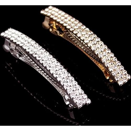 Korea Fashion Hair Jewelry Luxury Hair Accessories French Full Crystal Rhinestone Barrette Hair Clip For Women Girls