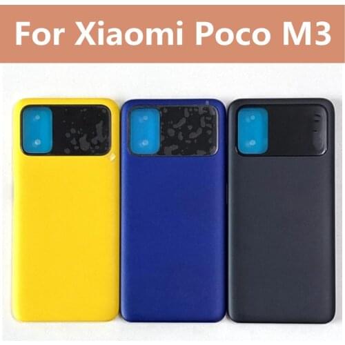 6.53" For Xiaomi Poco M3 Battery Cover Back Glass Rear Door Housing Case POCO M3 Back Panel PocoM3 Battery Cover replacement