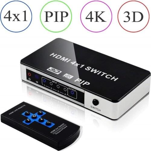 Mini 4K 4 Port HDMI PIP Switch 4x1 HDMI Switch PIP Support Picture-In-Picture Switch HDMI PIP With IR Remote Control For PS4