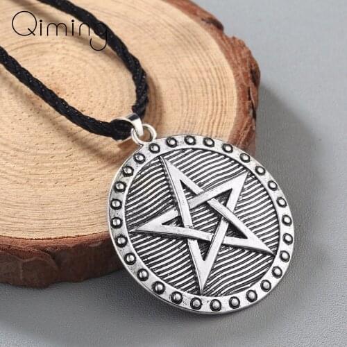 Fashion Pentagram Star Necklace Pagan Women Viking Jewelry Wiccan Simple Slavic Symbol Statement Necklace Men Gift