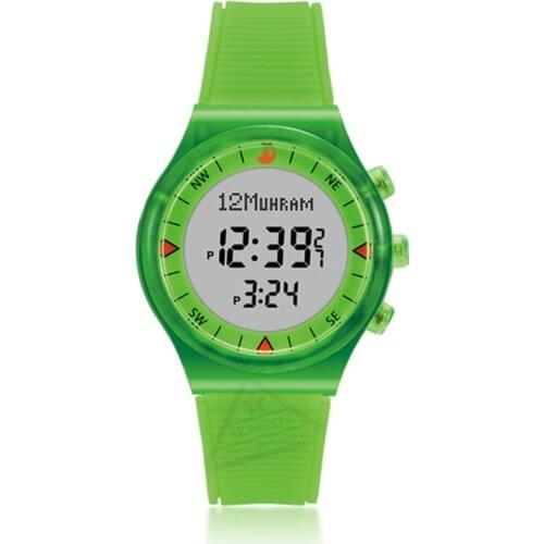 Muslim Kids Wristwatch with Fajr Time Qibla Prayer Compass Neon Color Islam Arabic Birthday Gift