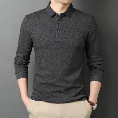 Long Sleeve Polo Shirts Man Winter Color Cotton Regular Fit Business Poloshirt Mens Casual Lapel Shirt Brand Black Button 2020