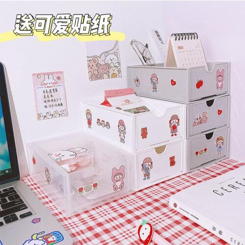 2021 New 2 Layer Drawer Type Storage Box Household Stackable Desktop Organizer Clear Plastic Durable Large Capacity Container