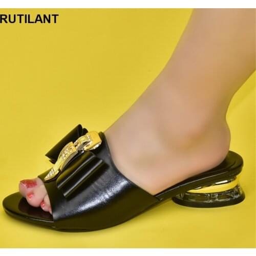 New Italian Slipper for Lady Casual Footwear PU Leather Women Sandals Elegant Nigerian Women Pumps Shoe for Party High Quality