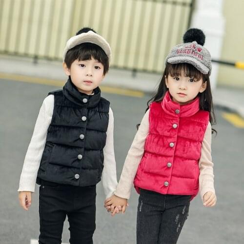 New Autumn Winter Girl Vests Childrens Cotton Warm Vest Baby Boys Gold Velvet Waistcoat Fashion Style Girls Vest Outerwear 1-6Y