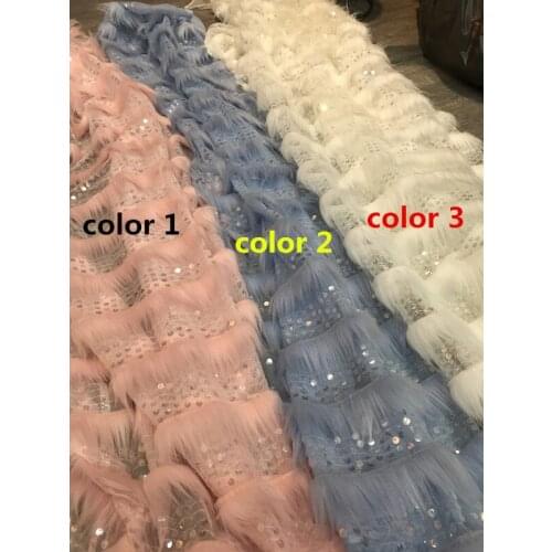 New Design Nigerian Lace Fabric African Lace Fabrics with sequins High Quality tulle J-2186816 French Lace Fabric For Wedding