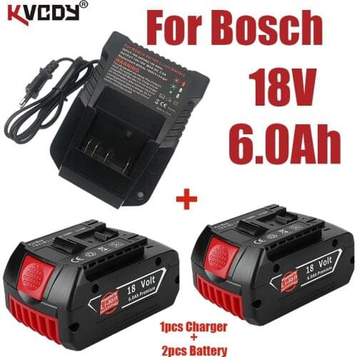 Original 18V 6000mah Rechargeable Li-ion Battery For Bosch18V Battery Backup Portable Replacement BAT609 Indicator light+Charger
