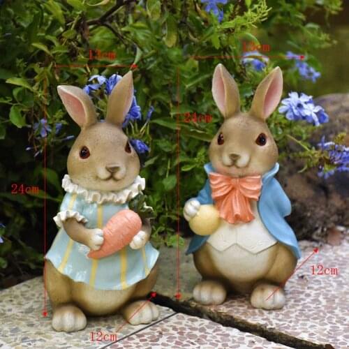 Pastoral Cute Rabbit Resin Accessories Home Livingroom TV Cabinet Furnishing Crafts Outdoor Garden Balcony Figurines Decoration