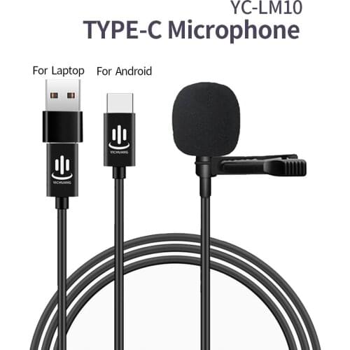 YC-LM10 Type-C 1.5M/3M Lavalier Condenser Microphone Phone Audio Video Recording for Tablet Huawei Sumsang Andriod