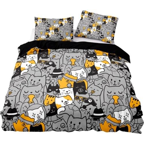 Cartoon Style Funny Animals Pattern Duvet Cover Set With Pillowcase,140x200 Quilt Cover,228×228 Blanket Cover,King Bedding Set
