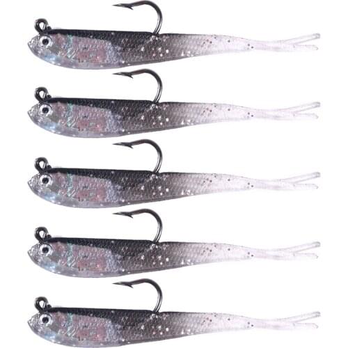 HENGJIA 7cm 5g Soft Lure Wobblers Shad Black Swim Jig Set Artificial Bait Silicone Fishing Lure for Bass Pike Catfish