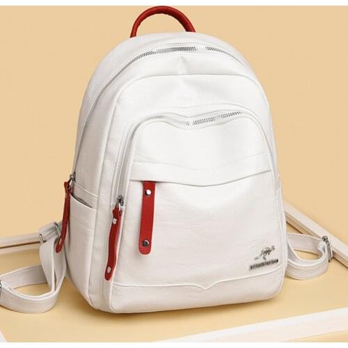 New 2 Pockets Women Backpack Soft Leahter Bag Pack Designer Backpacks for School Teenagers Girls Fashion Ladies Travel Schoolbag