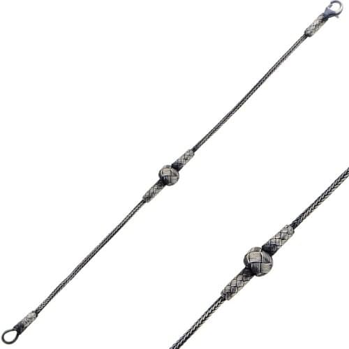 Silver 925 Sterling Oxidized Kazaziye Hand Knitting Bracelet
