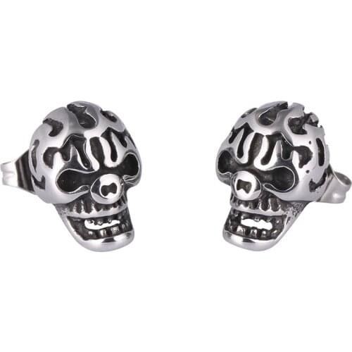 1 Pair Rock Skeleton Earring Stud for Men Women Skull Gothic Biker Punk Ear Stud Earrings Unisex Jewelry Gifts SP0572