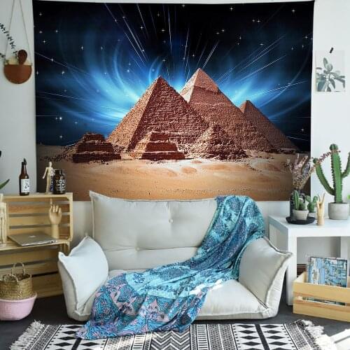 Simsant Sacred Pyramid Tapestry Egypt Travel Starry Sky Art Wall Hanging Tapestries for Living Room Home Dorm Decor