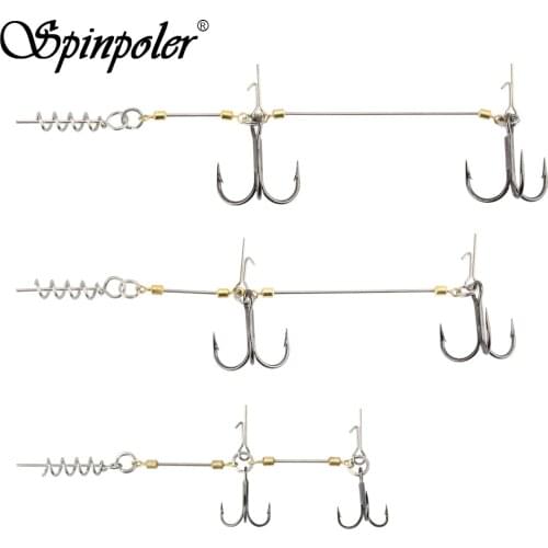 Spinpoler CorkScrew Shad Spin Rig Barbed Big Sharp Fishhooks S/M/L Stainless Steel Rigs Sea Rig Offset Hooks Tackle Accessories