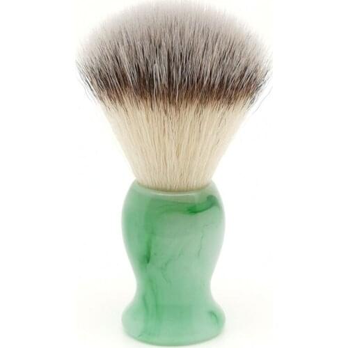 TEYO Emerald Green Pattern Resin Handle Synthetic Fiber Shaving Brush Perfect for Man Wet Shave Safety Razor