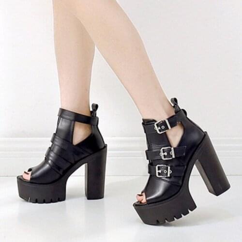 Waterproof Platform Summer European And American Style Buckle Temperament High-Heel Fish Mouth Shoes Hot Sale Ladies Sandals