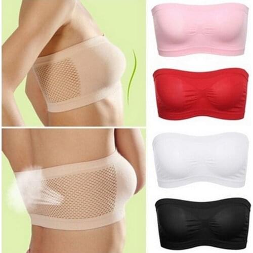 Women Fashion Seamless Strapless Soft Anti Expose High Elastic Mesh Wrapped Invisible Strapless Chest Wraps Tube Tops Plus Size