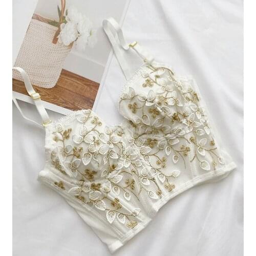 Womens Exquisite Floral Lace Push-up Bra Set Embroidered Mesh Underwire Lingerie Girl Cute Sexy Breathable Bralette Lace Corset