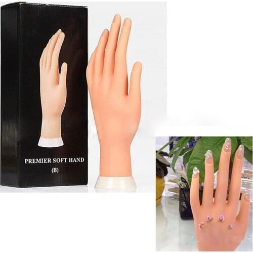 1Pcs Soft Silicone Nail Art Fake Hands Training Flexible Hand Fake Nail Practice Tool DIY Painting Manicure Fake Finger