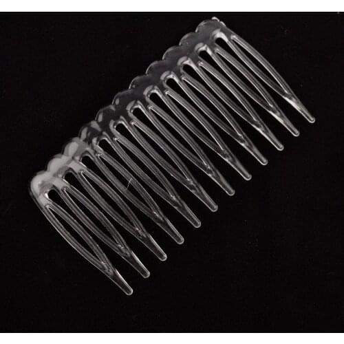 100pcs 7x4cm handmade comb 12 tooth plastic headwear hair accessories women white clear plastic hair comb findings