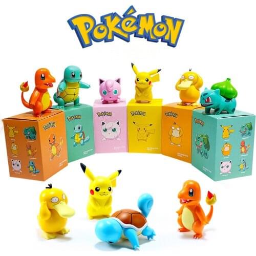6 Styles Pokemon Pikachu Charmander Psyduck Squirtle Jigglypuff Bulbasaur Bulbasaur Anime Figures Toys Model Kawaii Kids GIfts