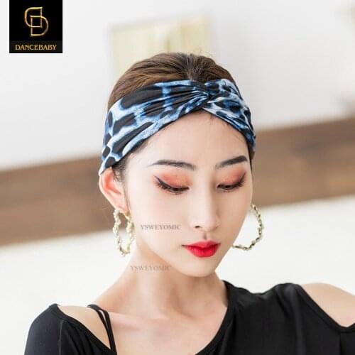 6 COLORS Headdress Latin Dance Accessories professional leopard hair band stretch children sweat-absorbent dance hair headdress