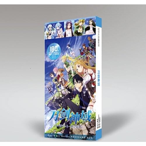 Anime Novel Sword Art Online SAO Yuuki Asuna Kirito Postcard Post Cards Sticker Artbook Brochure Gift Cosplay Props Book Set New