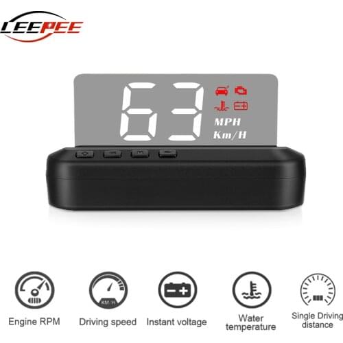C100 OBD2 HUD Car Head Up Display Projector EUOBD Digital On-board Computer Real Time Monitor System Auto Accessories Electronic