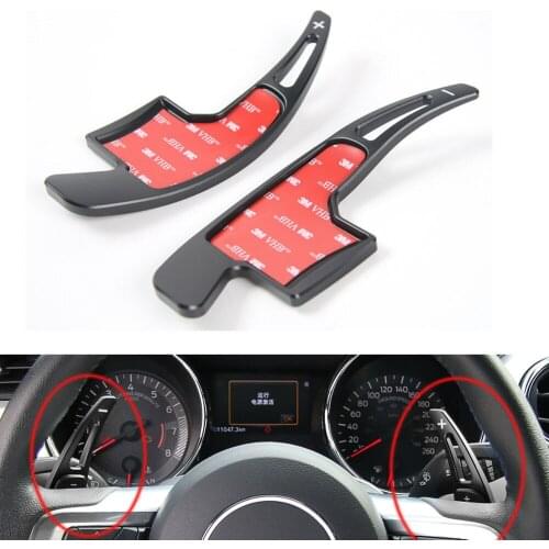 BBQ@FUKA Car Aluminum Wheel Steering Gear Shift Paddle Extensions Black/Red/Blue/Silver Cover For Ford Mustang 2015 2016