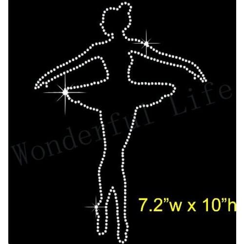 Free shipping Ballerina Dancer Rhinestone Hotfix Transfer Iron-on Applique Motif Hotfix Iron on Appliqué
