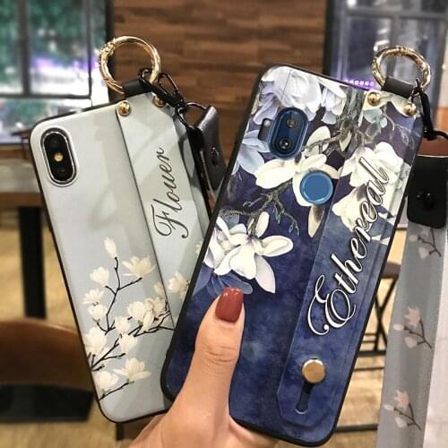 For Woman Back Cover Phone Case For MOTO ONE Hyper TPU Wristband Waterproof Flower Anti-knock