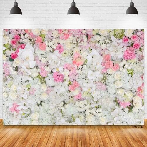 Baby Birthday Party Wedding Photo Studio Backdrops For Newborn Photocall Pink White Rose Flower Floral Photography Backgrounds