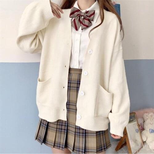 Hot Sale knit Cardigan Autumn 2021 New Harajuku Loose Sweaters Preppy Sweet Cute Knitwear Student Fashion All-match Soft Tops