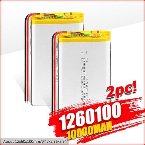 Size 1260100 3.7v 10000mAh li-ion Lipo cells Lithium Li-Po Polymer Rechargeable Battery For Tachograph Car Bluetooth speaker