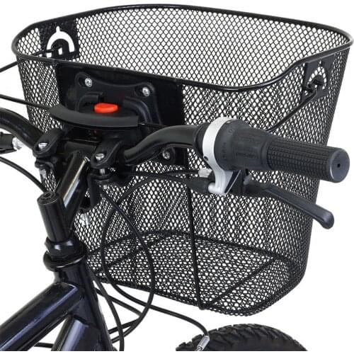 Bicycle Metal Mesh Basket MTB Mountain Bike Basket Quick Release Handle Cycling Bicycle Front Foldable Basket