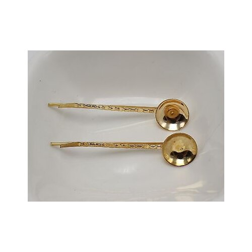 20 Golden Plate Metal Bobby Hair Pin Clip 50mm with 12mm Bowl Pad