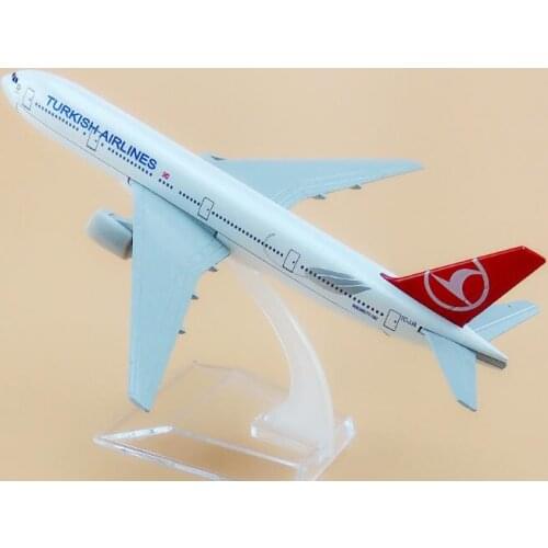 Plane model Boeing 777 Turkey Airlines aircraft B777-300 16CM Metal simulation airplane model for kids toys Christmas gift