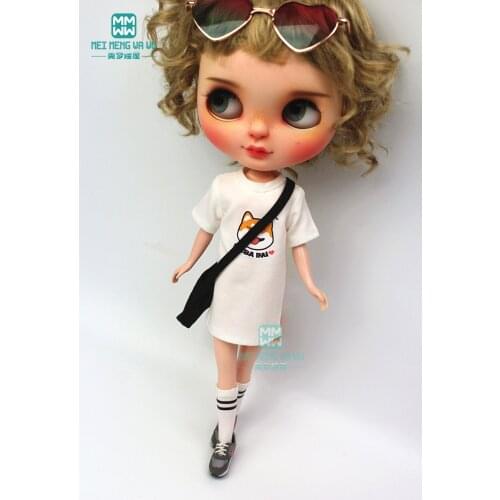 Fits Blyth Azone 1/6 doll accessories fashion T-shirt white, pink, black