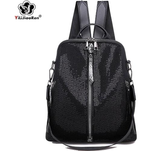 Fashion Sequin Backpack Female 2019 High Quality Nylon Backpack Women Back Pack Large Capacity School Bags for Teenage Girls