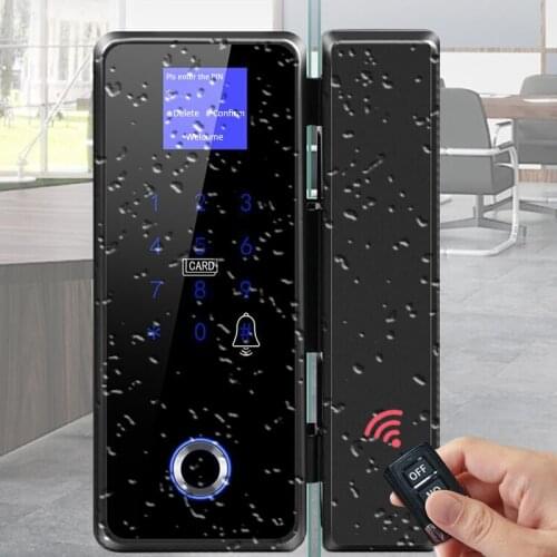 Outdoor waterproof sliding door biometric glass door lock keyless electronic fingerprint with hook touch keyboard smart rfidlock