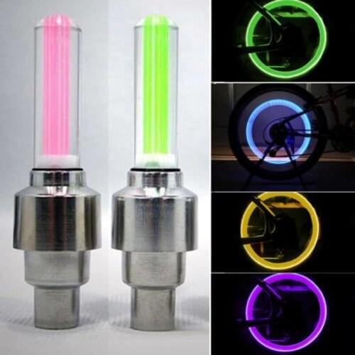 2pcs Neon Bike Spoke Light Mini LED Bicycle Taillight MTB Wheel Tire Nozzle Valve Caps Lamp Cycling Warning Head Rear Light