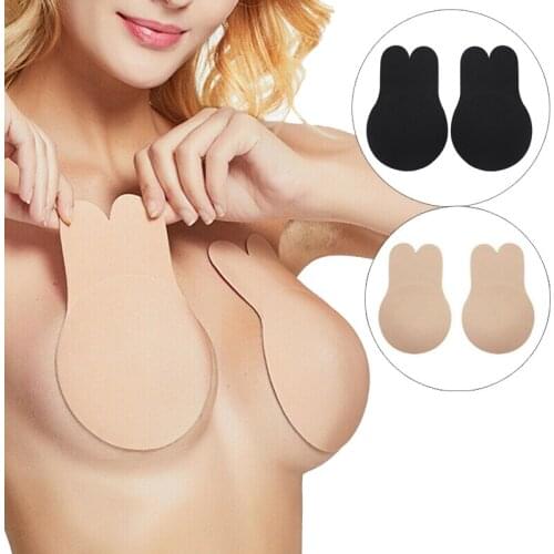 New 1 Pair Silicone Rabbit Ear Reusable Bust Nipple Cover Pasties Stickers Breast Adhesive Invisible Bra Lift Tape
