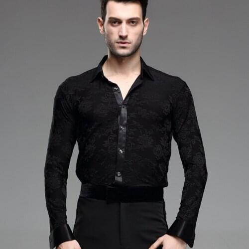 2018 New Arrival Men Ballroom Dance Shirt Red/White/Black Dance Top Shirt Collar/Swallow Collar Man Latin Dance Jacket B-5986
