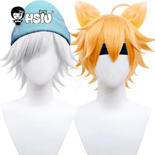 King of Glory cosplay wig HSIU zhang liang bai li cosplay Silver/orange short hair Send brand wig cap