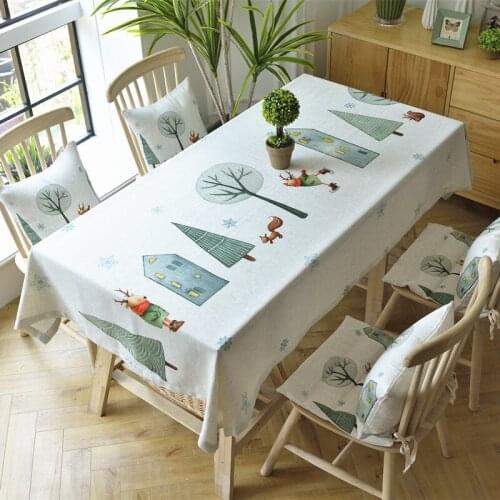 Modern Cartoon Printed Rectangle Cotton Table Cloths for Home Wedding Banquet Thick Table Sheets for Hotel TableCovers