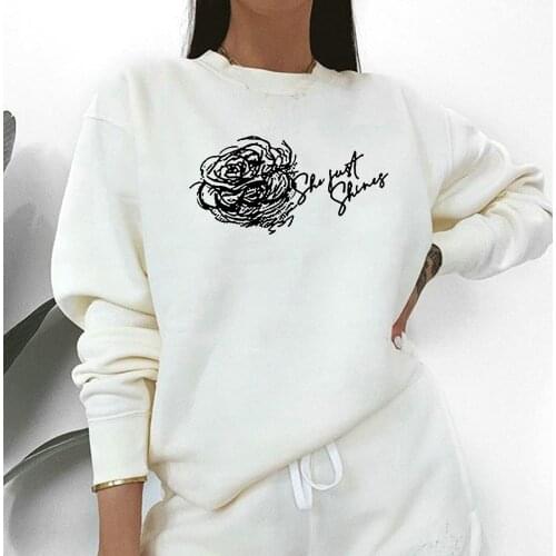 Hoodies For Women Minimalism Autumn Winter Fashion Causal Printed Crewneck Sweatshirt Pullover 2021 Tops Female Sudadera Mujer