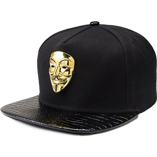 V For Vendetta Baseball Caps Metal Adjustable Snapback Hats Gorras Hip Hop Style for Women Men Black Boy Cool Flat Dropship